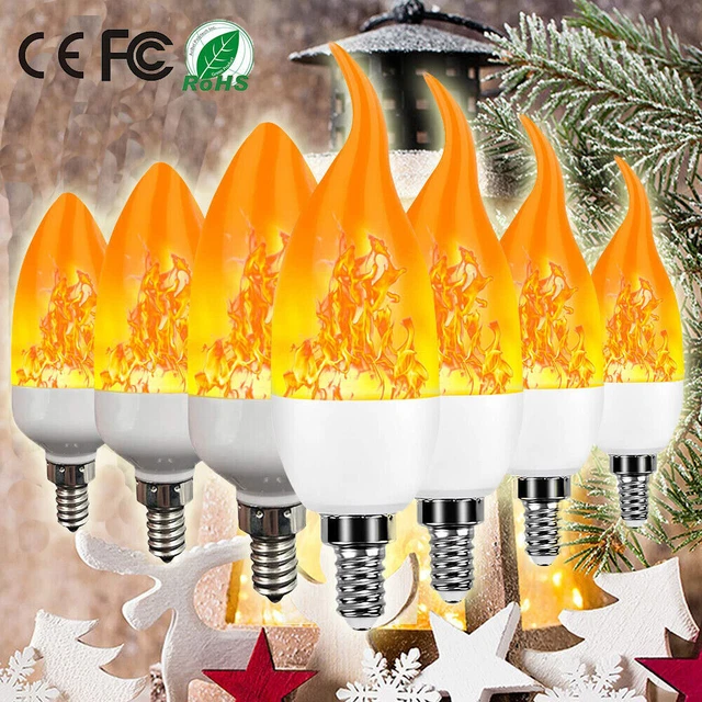 E14 LED Flamme Glühbirne Flackernde Feuer Kerze Birne Lampe Leuchtmittel 3 Modi