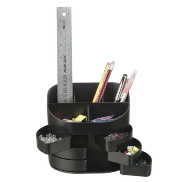 Officemate 2200 Series Executive Black Double Work Desk Office Supply Organizer