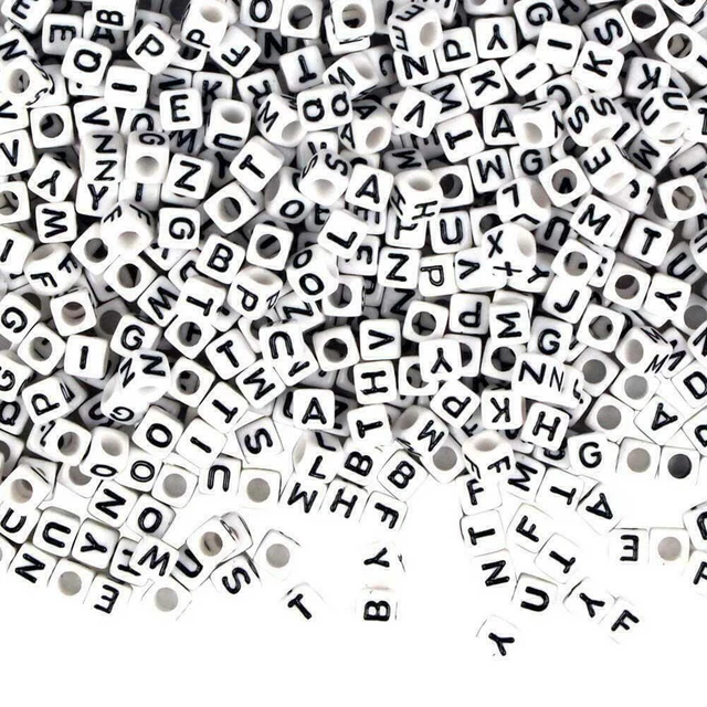 100x Spacer Acrylic Beads DIY Cube Making Loose Mixed Jewelry Alphabet O8A8 I3J5 3