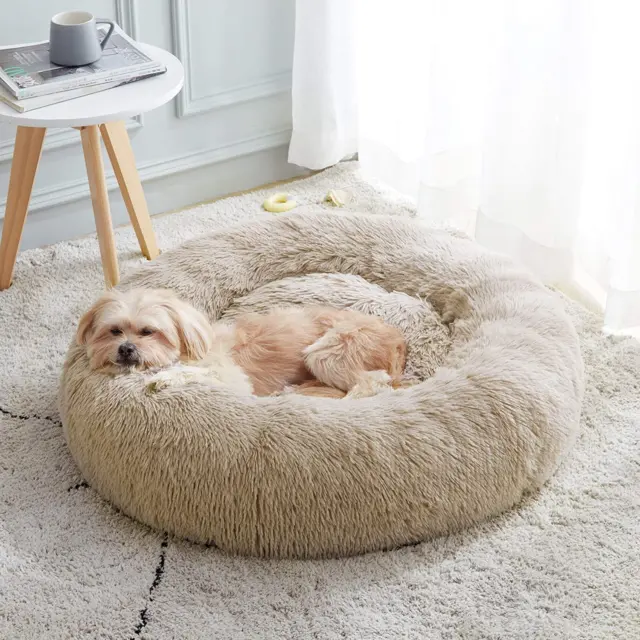 Calming Dog Bed & Cat Bed, Anti-Anxiety Donut Dog Cuddler Bed, Warming Cozy Soft