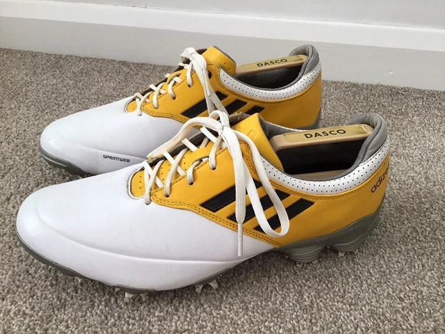 ADIDAS ADIZERO TOUR Sprintweb Mens Golf Yellow White Leather Shoes