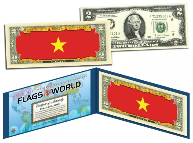 VIETNAM - FLAG SERIES $2 Two-Dollar U.S. Bill - Genuine Legal Tender Bank Note