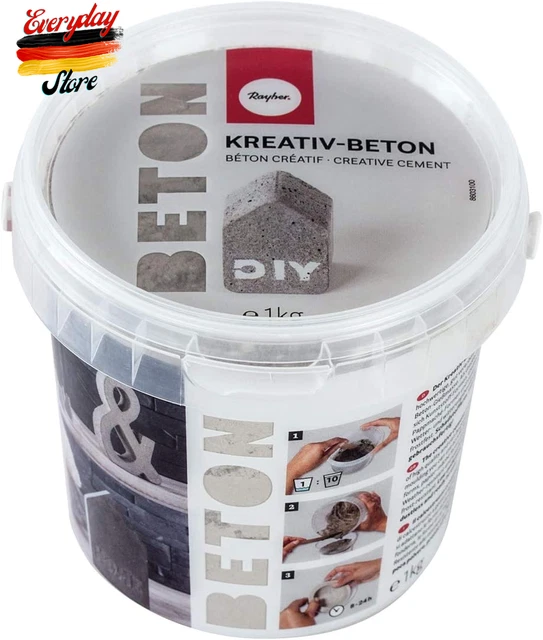 34152000 Hormigón Creativo, Cubo 1 Kg, Plata, Hormigón Artesanal Para Artesanía, Hormigón en Polvo