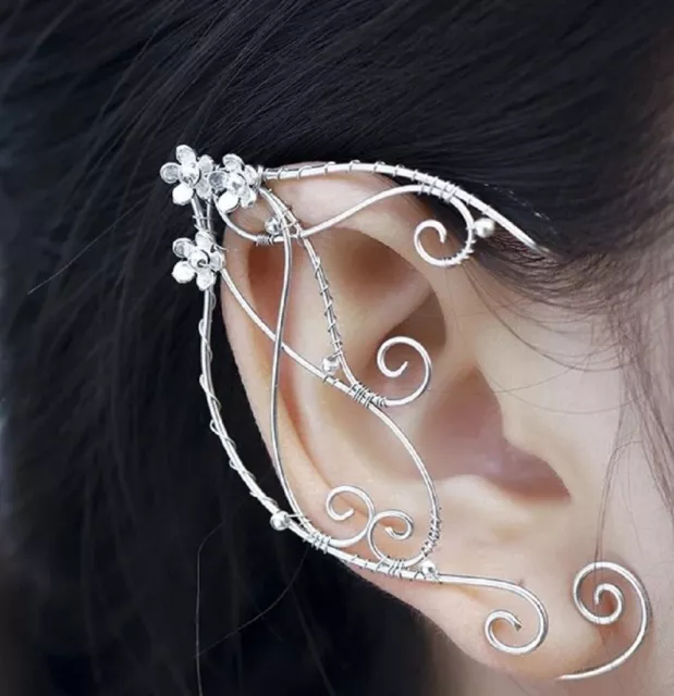 Female Elven Cosplay Filigree Fairy Wrap Earring Clip-on Earrings Elf Ear Cuffs