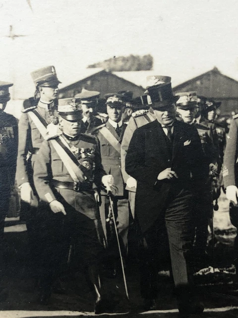 FOTOGRAFIA FOTO MUSSOLINI Generale Regia Aeronautica Aereo Cerimonia ...
