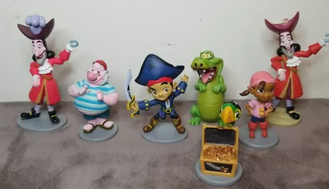 Lot of 7 Disney Jr Jake and the Neverland Pirates PVC Toy Figures Peter Pan Hook