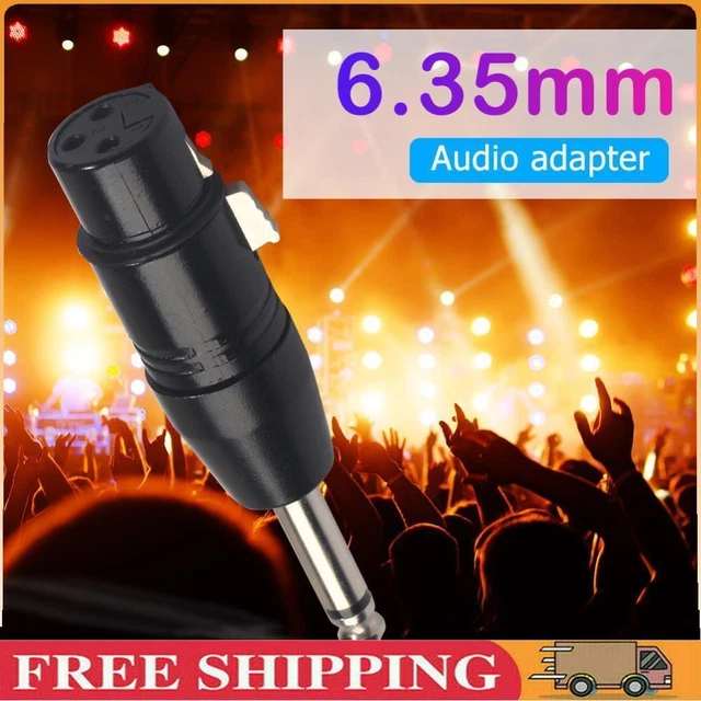 3Pin XLR Female to 1/4 inch 6.35mm Male Plug Mono Microphone Adapter Connector ~