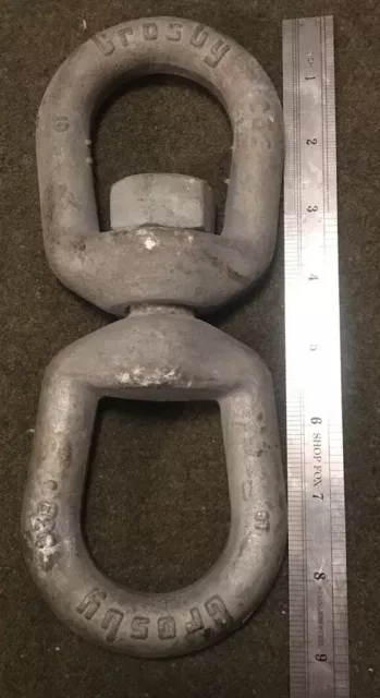 large Crosby Swivel 9” C3E Galvanized. Double Eye Hook. 2” Opening large Crosby Swivel 9” C3E Galvanized. Double Eye Hook. 2” Opening