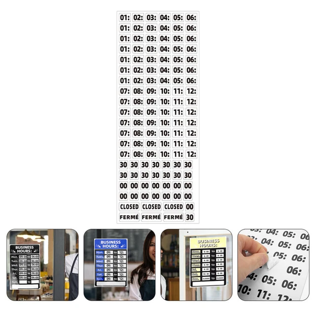 2 SHEETS LETTERS Numbers Store Hours Signage Business Label £6.83