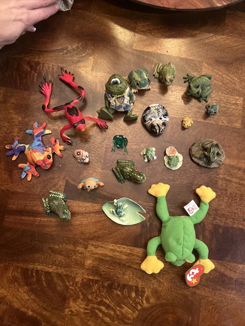 19 Piece 1990’s Frog collection, Bone China, TY, Folk Art, Resin, Rubber