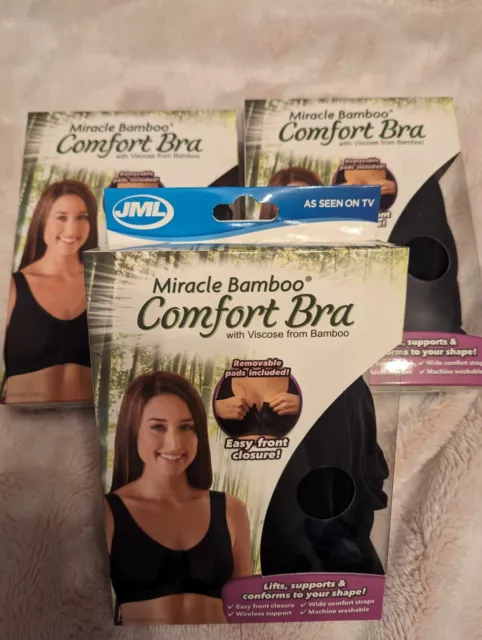 Miracle Bamboo Comfort Bra Deluxe front closure-L 37-40 Set 3