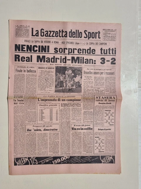 GAZZETTA DELLO SPORT 29 Maggio 1958 Real Madrid Vince Coppa Dei