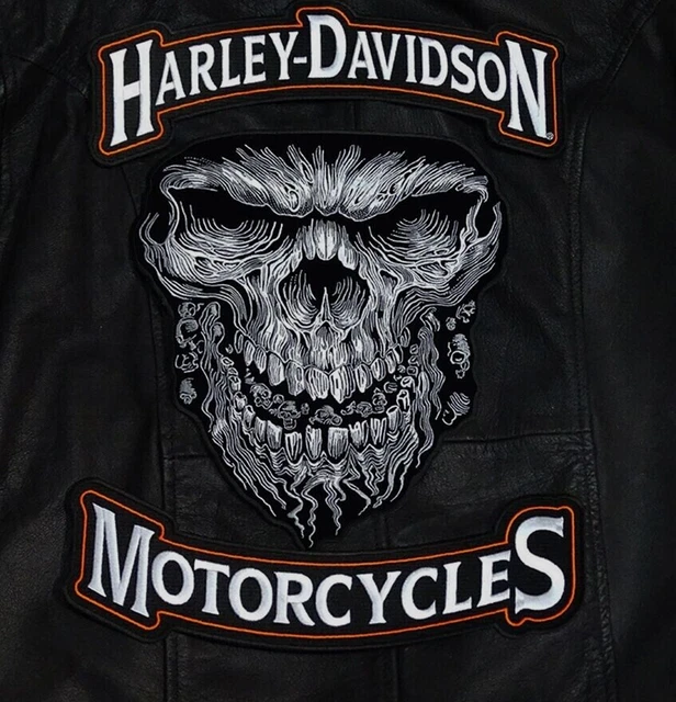 Harley davidson leather jacket with skull deals on back