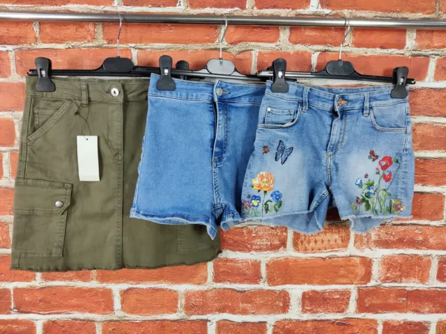 GIRLS BUNDLE AGE 11-12 YEARS H&M NEW LOOK etc DENIM SHORTS SKIRT KHAKI SET 152CM