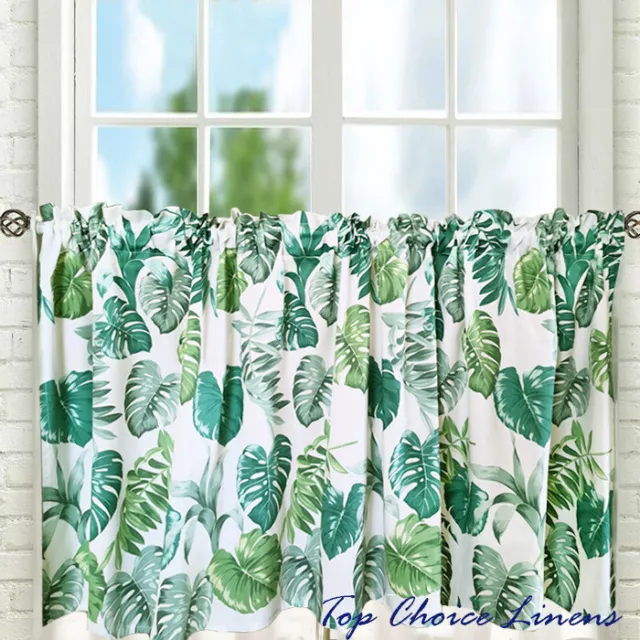 Country Cotton Kitchen Caravan Window Monstera Leaf Cafe Curtain Single Panel