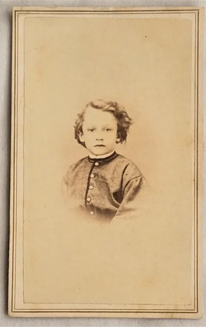 CDV Photo Boy Curly Hair Small Vignette Civil War Era