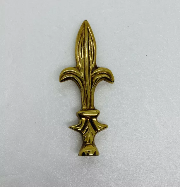 Vintage 1970s Solid Brass Fleur De Lis Finial Clock Lamp Knob Replacement 3