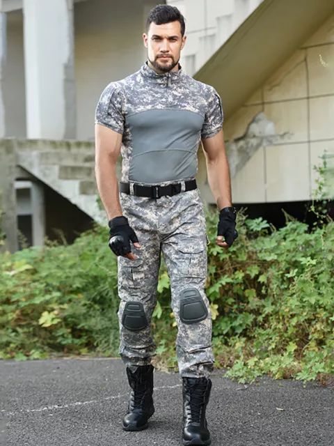 Men's sports breathable short sleeved+pants set military tactical military set