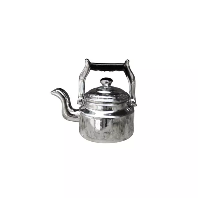 Dollhouse Miniature Kettle W/ Handle Mini Home Scene Vintage Kettle Alloy Silver