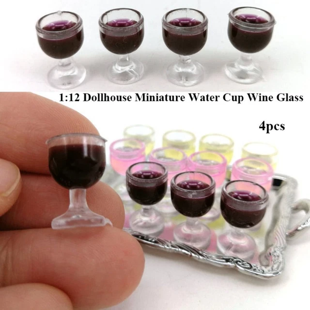 4pcs 3 Colors Dollhouse Miniature Cup 1:12 Wine Glass  Dollhouse Decoration