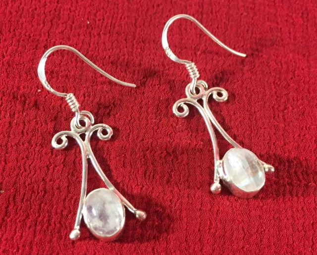 Handcrafted 925 stamped sterling silver earrings with moonstone