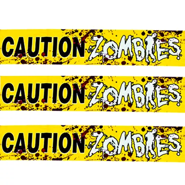 Haunted House Prop Bloody--CAUTION ZOMBIES--Warning Sign Fright Tape Decorations