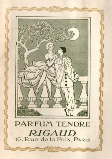 Parfum Tendre De Rigaud Paris / Pierrot / Publicité Advertising  1923