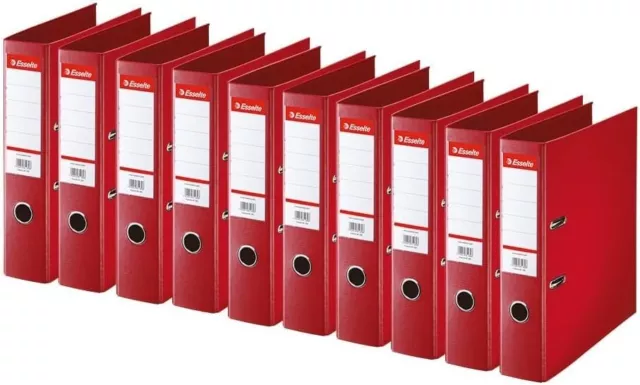 Esselte No.1 VIVIDA Lever Arch File Foolscap Polypropylene 75mm,  RED, 10 pieces