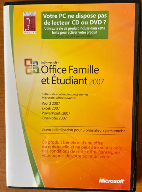 Microsoft Office Famille et Etudiant 2007 suite de 4 programmes MS Office