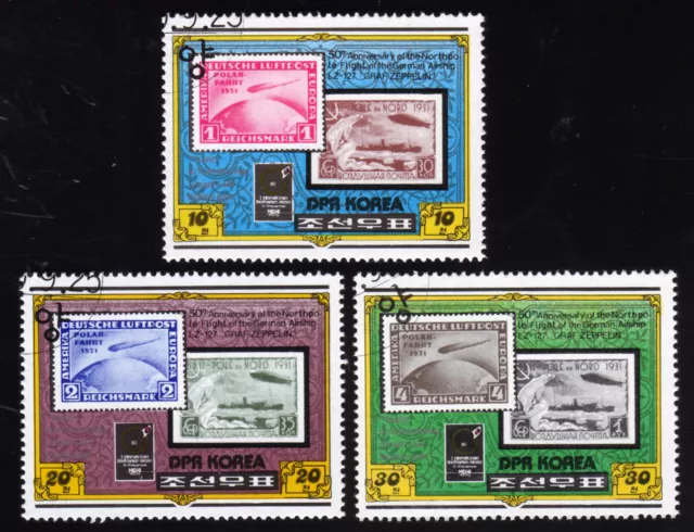 Korea 2047-49, O, 3.Briefmarken-Messe Essen-Zeppelin
