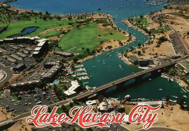 Aerial View of Lake Havasu City, Arizona, London Bridge & Marina etc. - Postcard