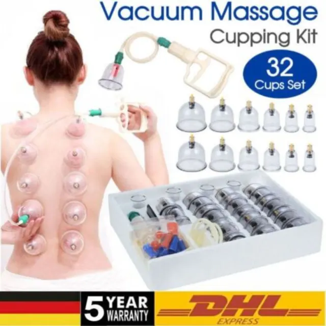 Schröpfen Set Vakuum Massage 32 SCHRÖPFGLÄSER Cupping Schröpfset Mit Pumpe DHL