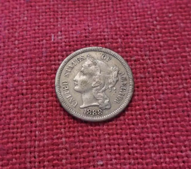 1888 Three Cent Nickel XF+ 3CN Piece Rare Semi Key Date