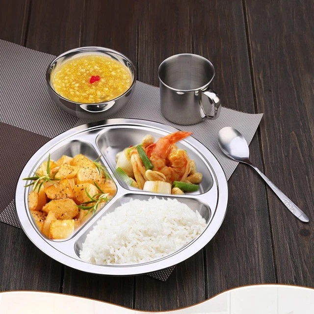 3 secciones bandeja para servir bocadillos de acero inoxidable nueces inmersiones plato fiesta plato