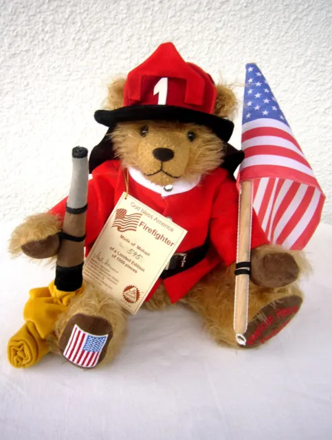 Hermann Coburg Mohair Teddybär - Feuerwehrbär - American Firefighter limit.