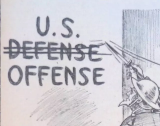 US Goes On Offense Against Axis Powers Original Political Cartoon WWII 1/10/1942