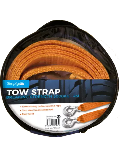 Tow Rope Heavy Duty 5 Ton Tow Towing Rope/Strap 4M Long Motorama Hull