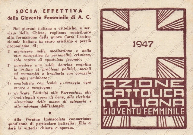 1947 Azione Cattolica italiana gioventù femminile Tessera socia