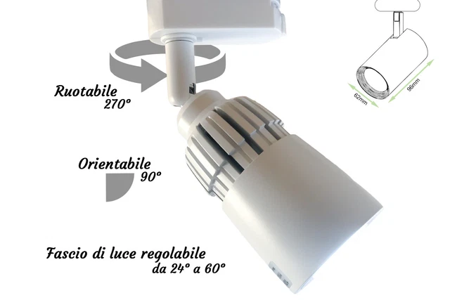 Faro Lampada Led A Binario 10W Bianco Neutro Carcassa Bianca Angolo Luce Regolab