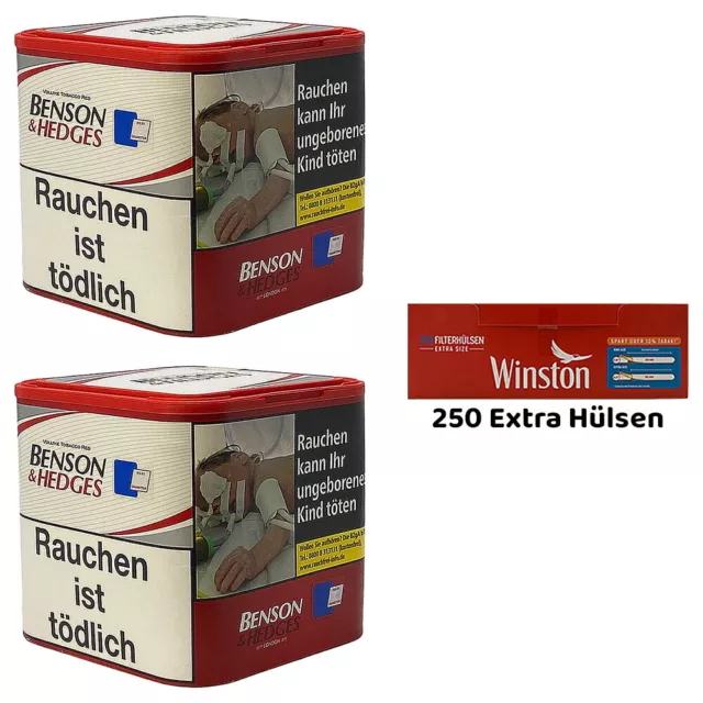 Benson & Hedges Red Volumentabak Dose 2x 43g, 250 Winston Extra Hülsen