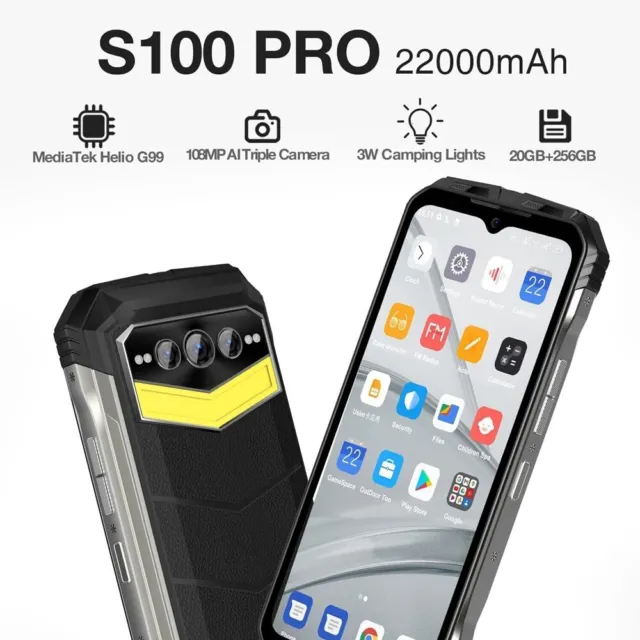 DOOGEE S100 PRO 6.58" Outdoor Handy 20GB+256GB/TF 2TB 22000mAh 120Hz Smartphone 2