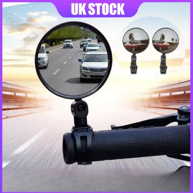 2PCS MTB Mountain Bike Handlebar 360° Rotatable Convex Bicycle Rear-view Mirror