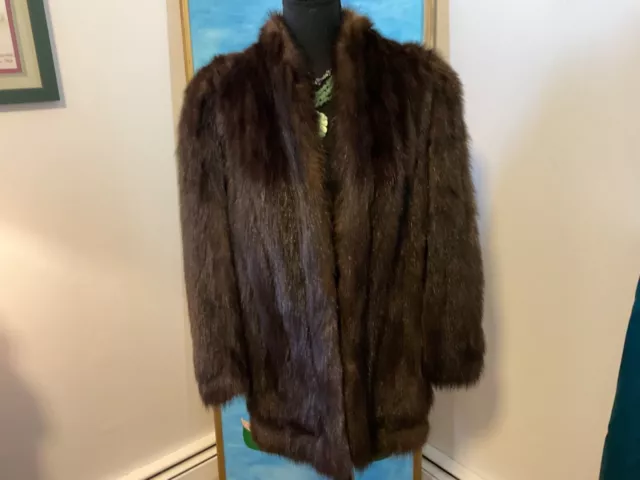 CHECK OUT THIS DEAL ON VINTAGE Dark brown FOX JACKET, SIZE EX-SMALL TO SMALL