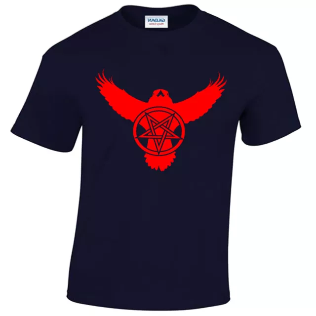 Crow Pentagram T-Shirt Mens S-5XL Biker metal rock goth raven satanic satanist
