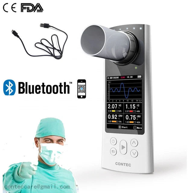 Color Spirometer Lung Breathing Diagnostic Spirometry,mouthpiece,Bluetooth,app