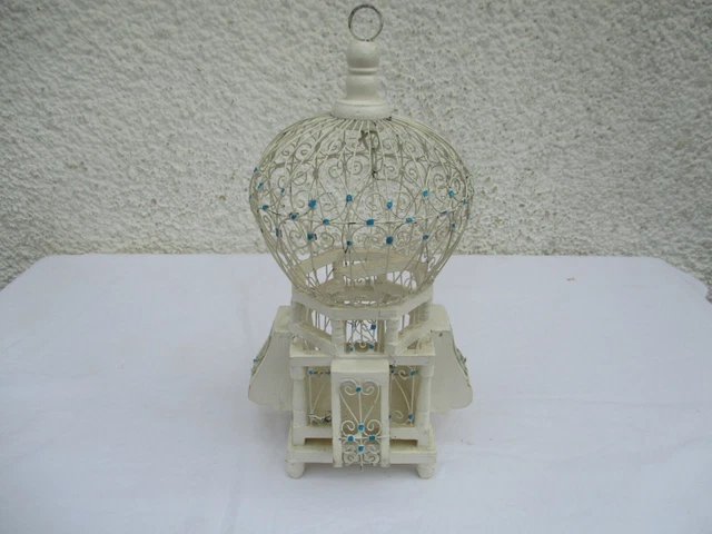 ANCIENNE CAGE À oiseaux en bois EUR 34,00 - PicClick FR