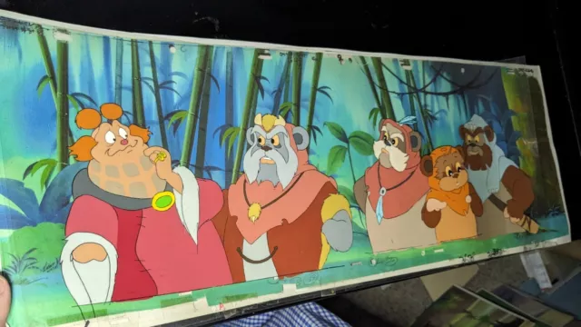EWOKS animation cels BACKGROUND production art  Vtg Star Wars Toys Figures X1