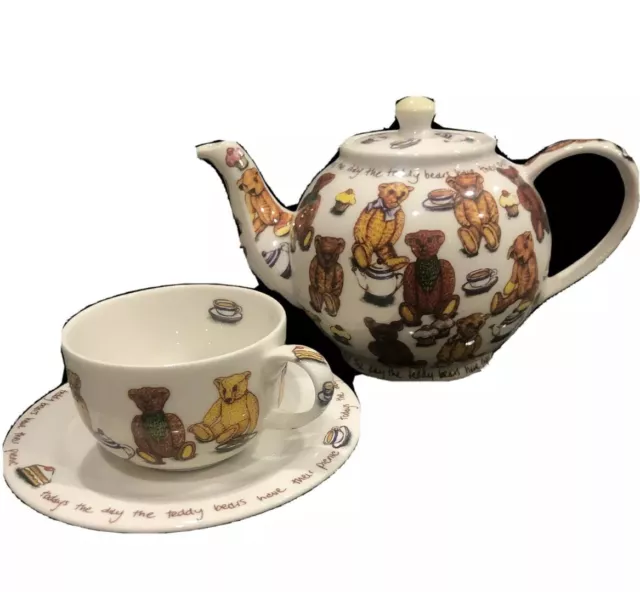 New w/Label Paul Cardew Classic Ceramic Ted-Tea Teddy Bears Picnic Teapot & Cup