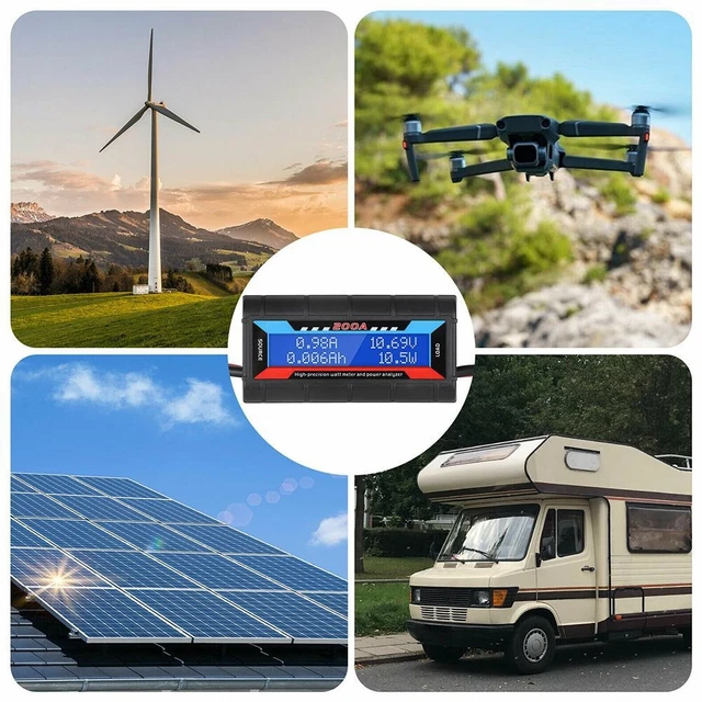 DC12V 200AMP Volt Watt Meter Digital Wohnmobil Solar Strom Analysator