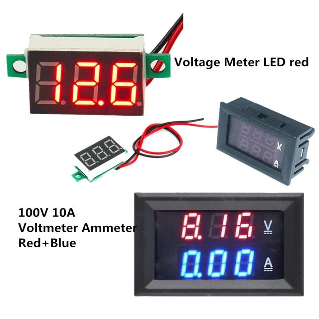 Voltmètre Ampèremètre Numérique DC 100V 10A - Double Affichage Bleu Et Rouge, Pour Mesure Tension Et Courant